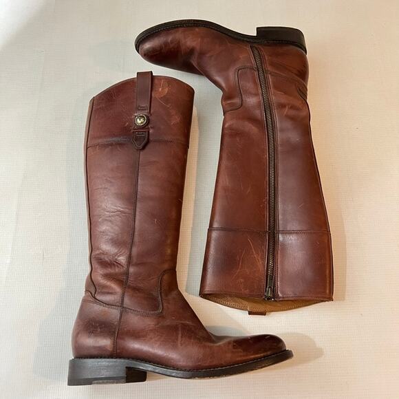 Frye Jayden Button Tall Riding Boots Brown Women Size 8 - Picture 3 of 15